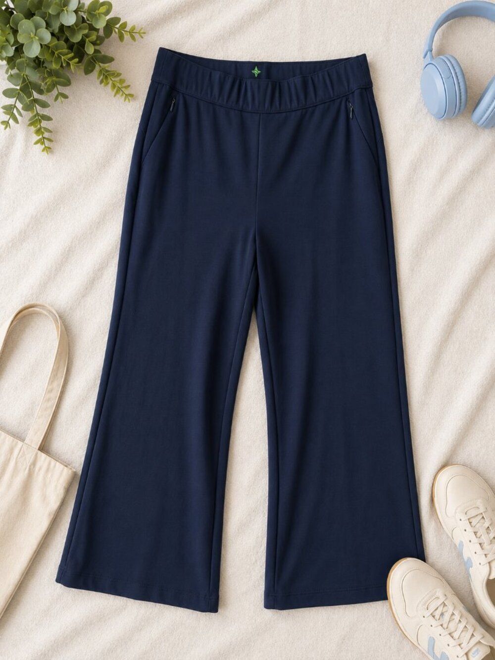 Tuckernuck Ponte Knit Wide Leg Pants Blue Minimalist‎ Athleisure Large